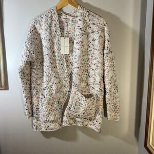 Moon & Madison Oversized Confetti Knit Cardigan Chunky Cream Chenille Cozy